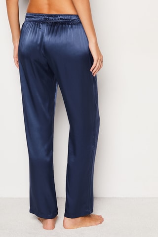 Pantalon de pyjama en soie Pearly - Bleu nuit
