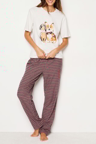 Pantalon de pyjama  - A Very Corgi Christm -  Bleu et rouge