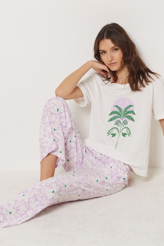 Pantalon de pyjama  - Palm Resort -  Lilas