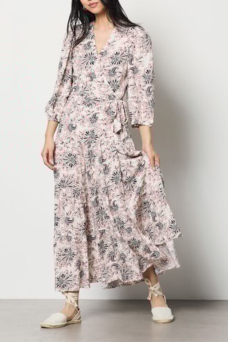 Robe portefeuille Inesa - Blanc et bleu nuit