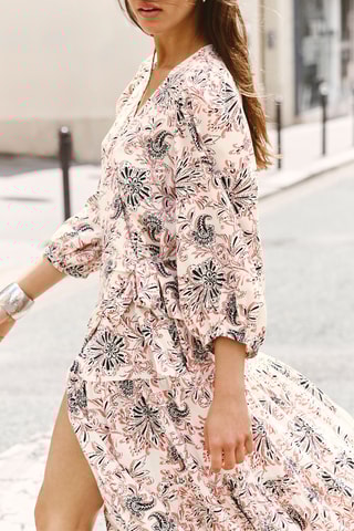 Robe portefeuille Inesa - Blanc et bleu nuit