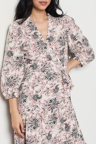 Robe portefeuille Inesa - Blanc et bleu nuit