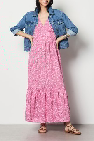 Robe longue Horatio - Rose et blanc