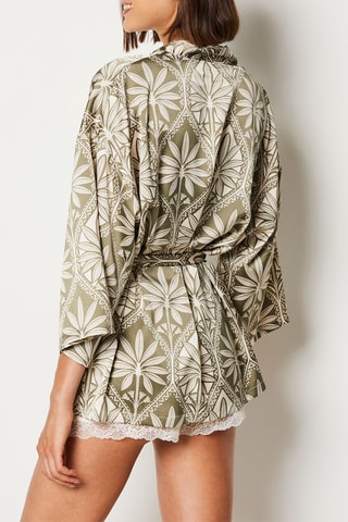 Kimono Silan - Vert olive et écru