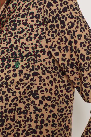 Chemisier de pyjama Leop Satin  - Drop 4 -  Noir et marron