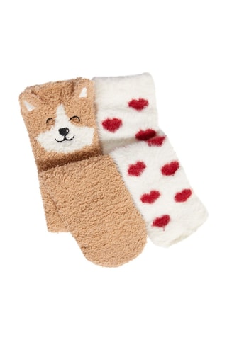 2 chaussettes Gabin - Camel et blanc
