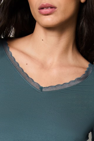 T-shirt Warm Me Up Lace -  Bleu canard