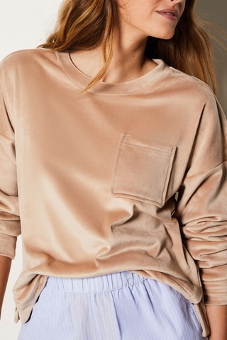 Sweat en velours Polka - Taupe