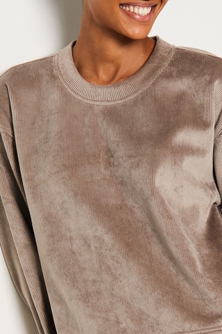 Sweat en velours Lorenn - Taupe