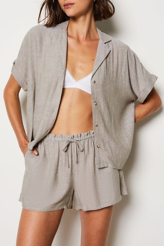 Short en lin taille haute Sonny - Kaki