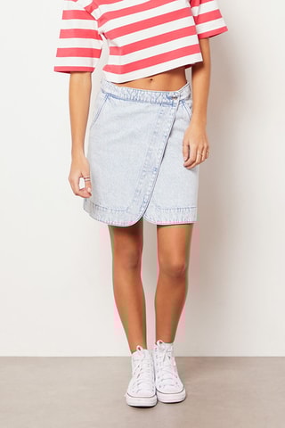 Jupe portefeuille en jean - Bleu