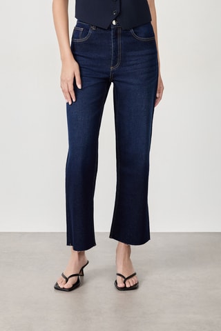 Jean taille haute Indispensables - Bleu marine