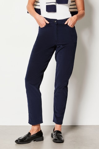 Pantalon en velours taille haute Essentiel - Bleu marine