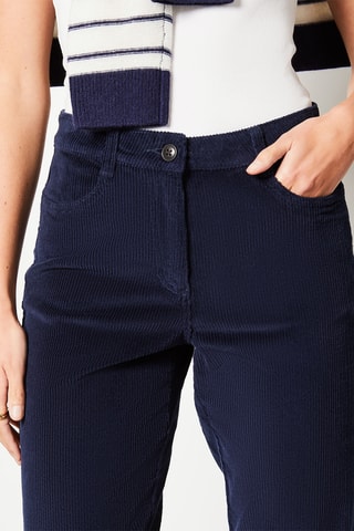Pantalon en velours taille haute Essentiel - Bleu marine
