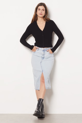 Jupe droite en jean - Ciel