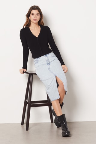 Jupe droite en jean - Ciel