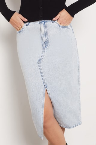 Jupe droite en jean - Ciel