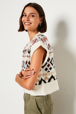 Pull sans manches - Ecru