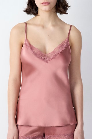 Caraco de pyjama en soie - Vieux rose