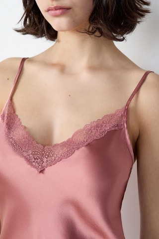 Caraco de pyjama en soie - Vieux rose