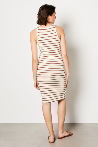 Robe droite - Marron et blanc