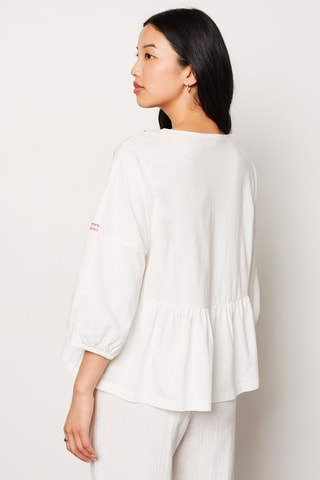 Blouse Capsule Broderie - Blanc et rose