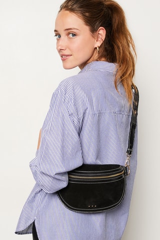 Sac bandoulière en nubuck Essentiel - Noir