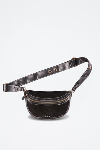 Sac bandoulière en nubuck Essentiel - Noir