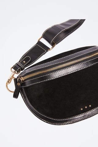 Sac bandoulière en nubuck Essentiel - Noir