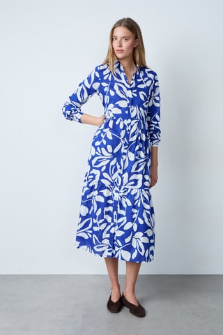 Robe chemise Essentiel - Bleu roi et blanc