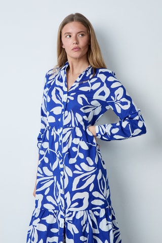 Robe chemise Essentiel - Bleu roi et blanc