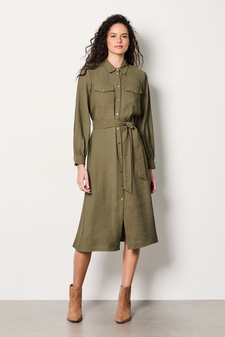 Robe chemise Marche aux fleurs - Kaki