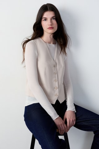 Gilet sans manches Essentiel - Beige
