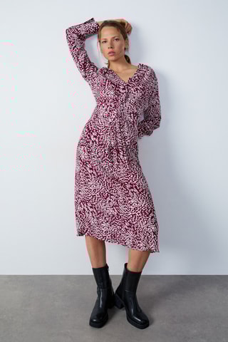 Robe longue Abstract Poetry - Bordeaux et blanc