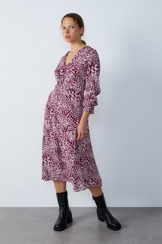 Robe longue Abstract Poetry - Bordeaux et blanc