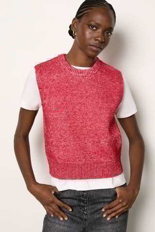 Pull sans manches Essentiel - Rouge chiné