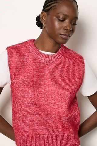 Pull sans manches Essentiel - Rouge chiné