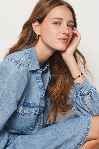 Robe patineuse en jean Boulevard Beaumarchais - Bleu