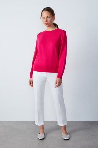 Pull en laine Abstract Poetry - Fuchsia