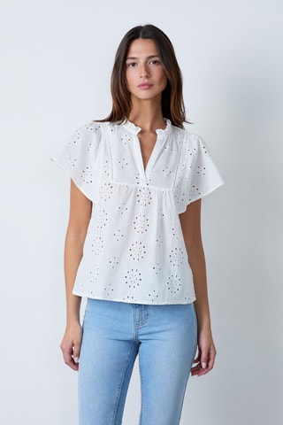 Top en broderie anglaise Essentiel - Blanc
