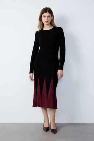 Robe fourreau Abstract poetry - Noir et bordeaux