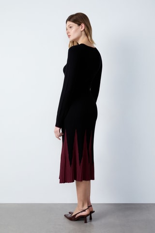 Robe fourreau Abstract poetry - Noir et bordeaux