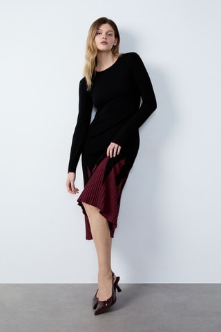 Robe fourreau Abstract poetry - Noir et bordeaux