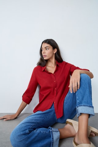 Camisa em linho Essentiel - Vermelho