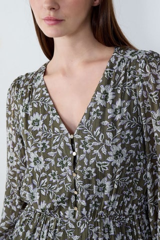 Robe midi Marche Aux Fleurs - Kaki