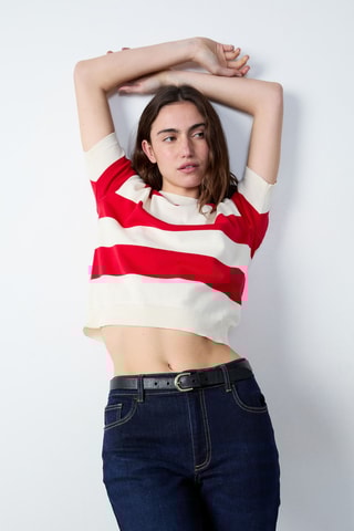 Pull Boulevard Beaumarchais - Blanc et rouge