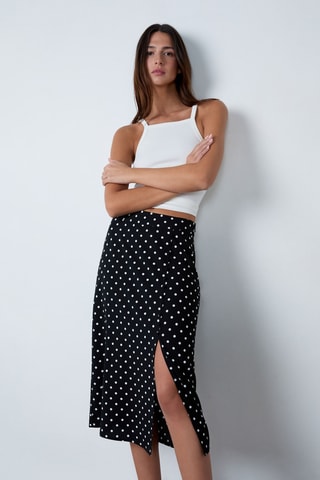 Jupe midi taille haute Essentiel - Noir