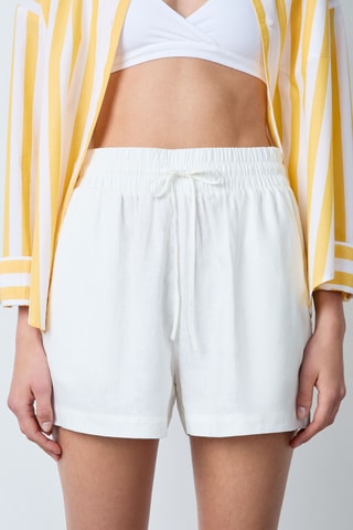 Short en lin Essentiel - Blanc