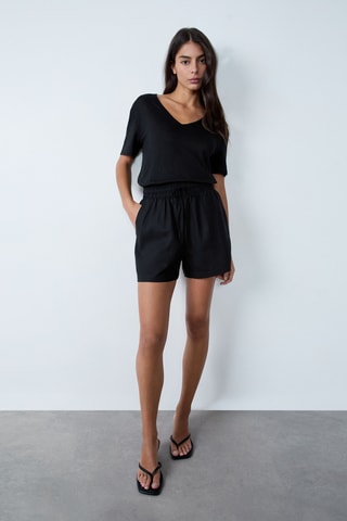Short en lin Essentiel - Noir
