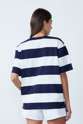 T-shirt Essentiel - Blanc et bleu marine